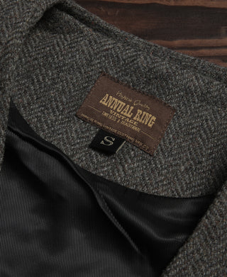 Grayish-Green Herringbone Tweed Vest