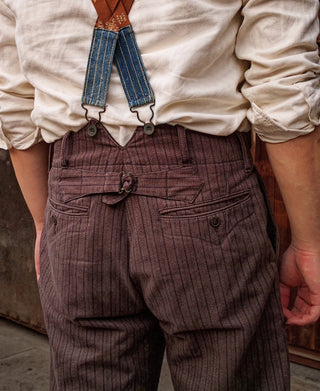 French Salt & Pepper Striped Chambray Work Trousers