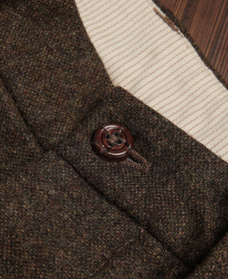 British Retro Brown Tweed Double Pleated Trousers