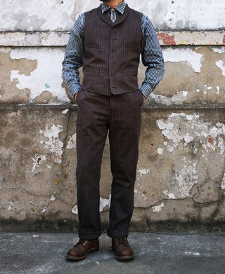 1920s French Salt & Pepper Striped Chambray Vest