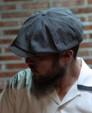 Old Time Denim Stripe Newsboy Cap