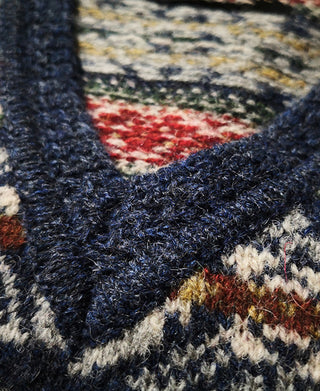 Shetland Wool Fair Isle Sweater Vest - Navy