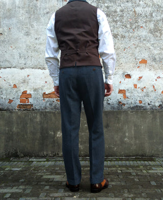 1930s American Style Herringbone Navy Tweed Trousers