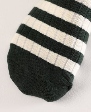 Retro Striped Cotton Socks - Green/White