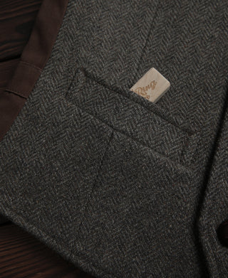 Grayish-Green Herringbone Tweed Vest