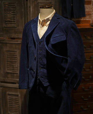 1920s French Indigo Corduroy Suit Jacket