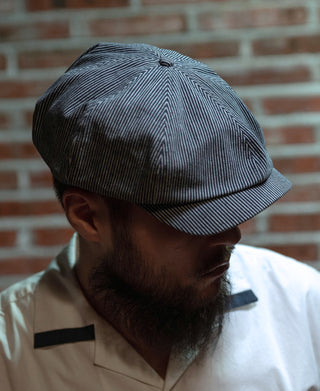 Old Time Denim Stripe Newsboy Cap