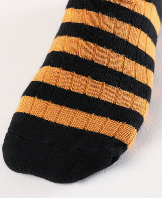 Retro Striped Cotton Socks - Black/Orange