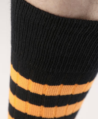 Retro Striped Cotton Socks - Black/Orange