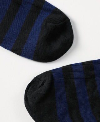 Retro Striped Cotton Socks - Black/Blue