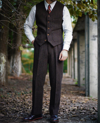 1920s Chocolate Brown Tweed Trousers